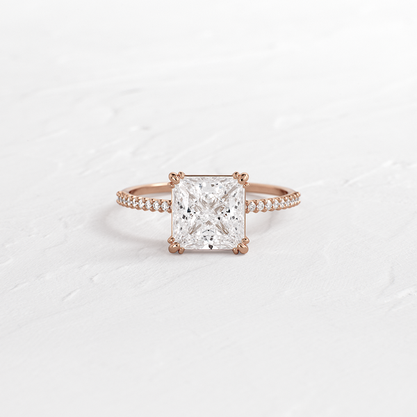 Pave-Princess Lab Grown Diamond Engagement Ring - Solitaire-Oval Lab Grown Diamond Engagement Ring