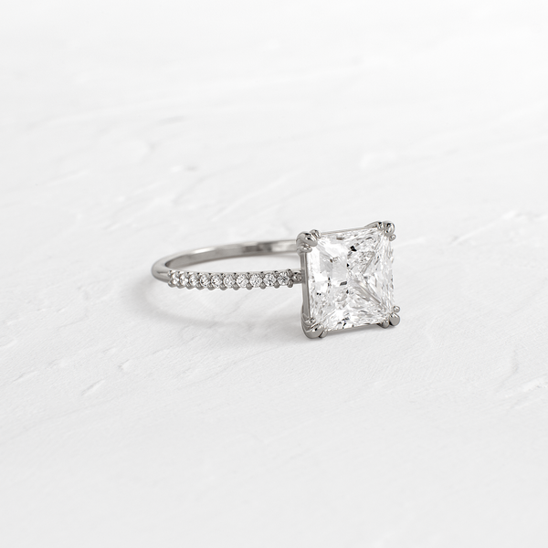 Pave-Princess Lab Grown Diamond Engagement Ring - Solitaire-Oval Lab Grown Diamond Engagement Ring