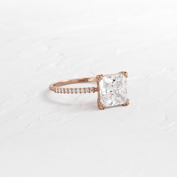 Pave-Princess Lab Grown Diamond Engagement Ring - Solitaire-Oval Lab Grown Diamond Engagement Ring