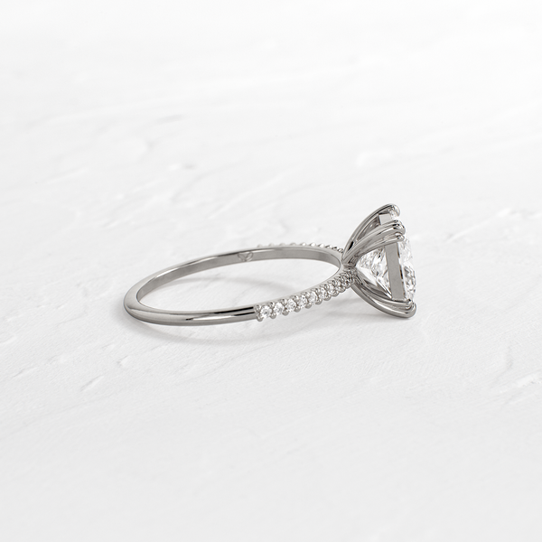 Pave-Princess Lab Grown Diamond Engagement Ring - Solitaire-Oval Lab Grown Diamond Engagement Ring