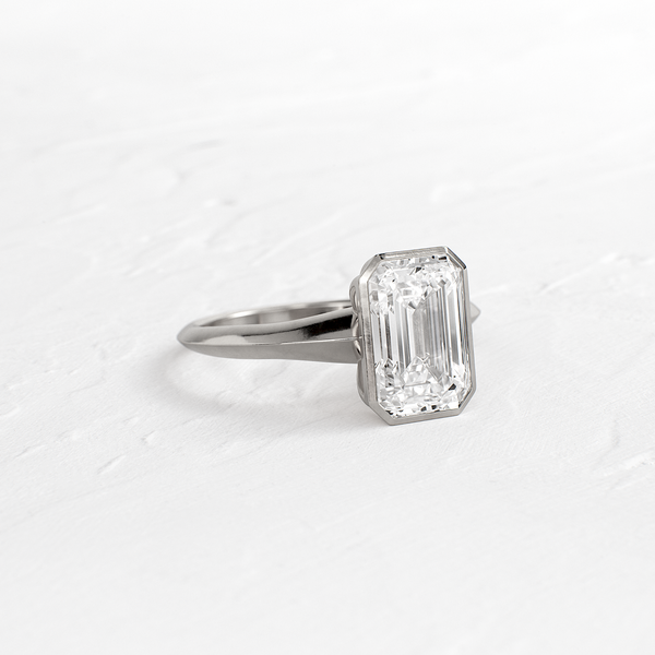 Bezel Knife Edge with Hidden Stones-Emerald Lab Grown Diamond Engagement Ring - Solitaire-Oval Lab Grown Diamond Engagement Ring