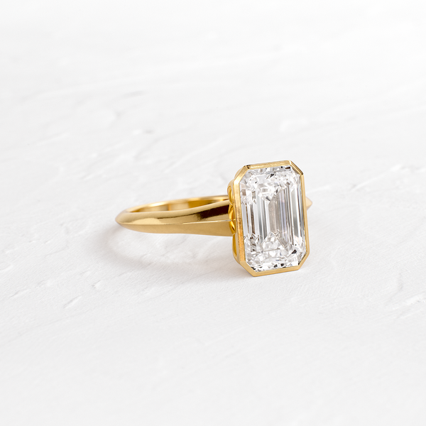 Bezel Knife Edge with Hidden Stones-Emerald Lab Grown Diamond Engagement Ring - Solitaire-Oval Lab Grown Diamond Engagement Ring