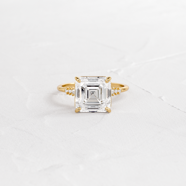 Pave Style-Asscher Lab Grown Diamond Engagement Ring - Solitaire-Oval Lab Grown Diamond Engagement Ring