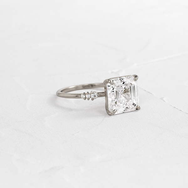 Pave Style-Asscher Lab Grown Diamond Engagement Ring - Solitaire-Oval Lab Grown Diamond Engagement Ring