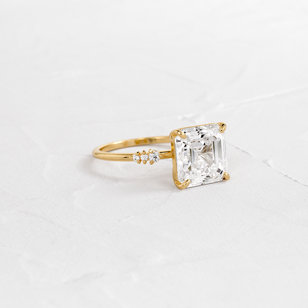 Pave Style-Asscher Lab Grown Diamond Engagement Ring - Solitaire-Oval Lab Grown Diamond Engagement Ring