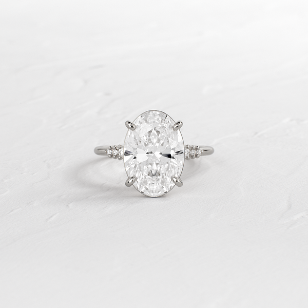 Pave Style-Oval Lab Grown Diamond Engagement Ring - Solitaire-Oval Lab Grown Diamond Engagement Ring