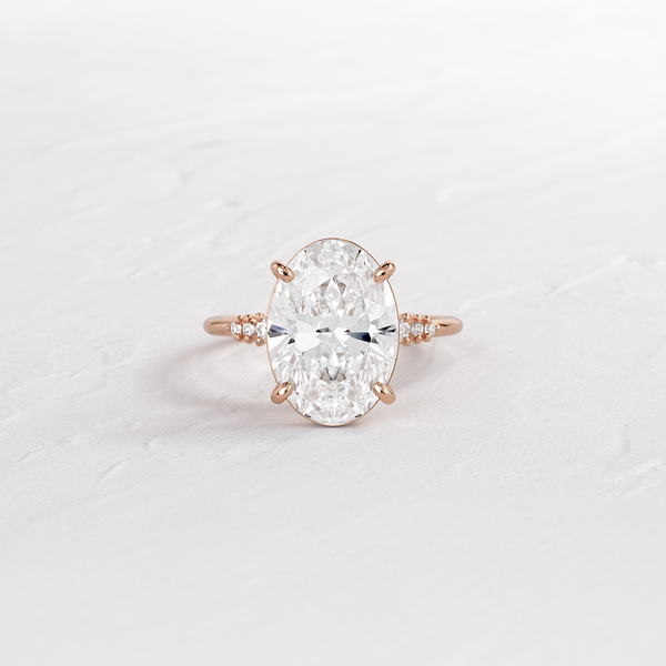 Pave Style-Oval Lab Grown Diamond Engagement Ring - Solitaire-Oval Lab Grown Diamond Engagement Ring