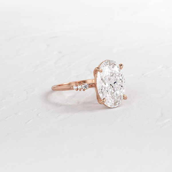 Pave Style-Oval Lab Grown Diamond Engagement Ring - Solitaire-Oval Lab Grown Diamond Engagement Ring