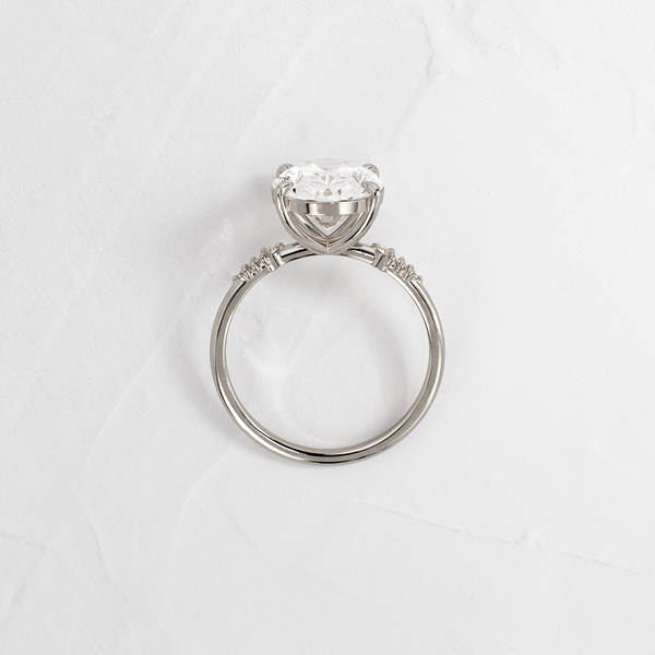 Pave Style-Oval Lab Grown Diamond Engagement Ring - Solitaire-Oval Lab Grown Diamond Engagement Ring