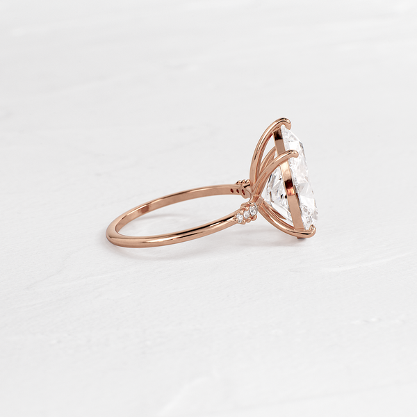 Pave Style-Pear Lab Grown Diamond Engagement Ring - Solitaire-Oval Lab Grown Diamond Engagement Ring