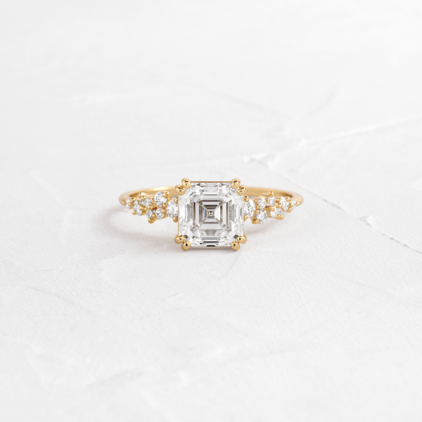 Cluster & Double Prong-Asscher Lab Grown Diamond Engagement Ring - Solitaire-Oval Lab Grown Diamond Engagement Ring
