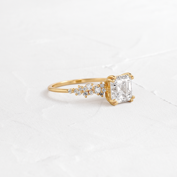 Cluster & Double Prong-Asscher Lab Grown Diamond Engagement Ring - Solitaire-Oval Lab Grown Diamond Engagement Ring