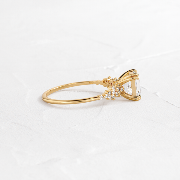 Cluster & Double Prong-Asscher Lab Grown Diamond Engagement Ring - Solitaire-Oval Lab Grown Diamond Engagement Ring