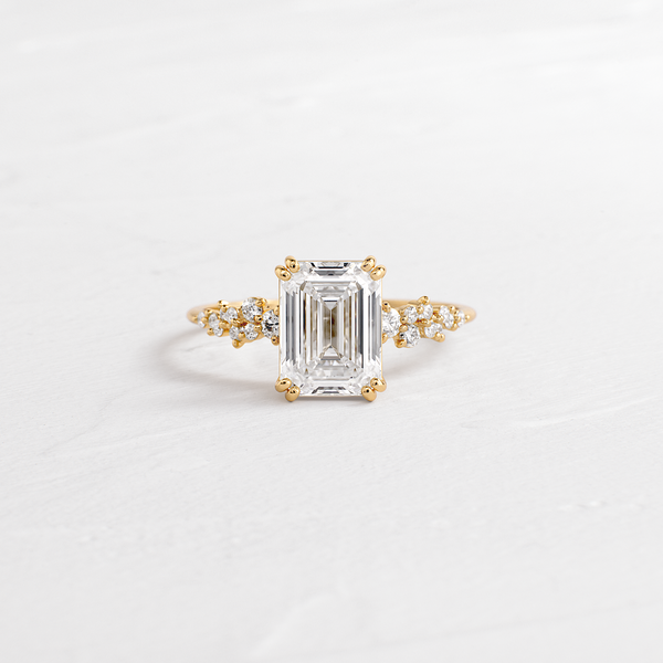 Cluster & Double Prong-Emerald Lab Grown Diamond Engagement Ring - Solitaire-Oval Lab Grown Diamond Engagement Ring
