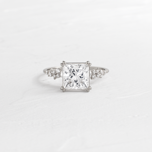 Cluster & Double Prong-Princess Lab Grown Diamond Engagement Ring - Solitaire-Oval Lab Grown Diamond Engagement Ring