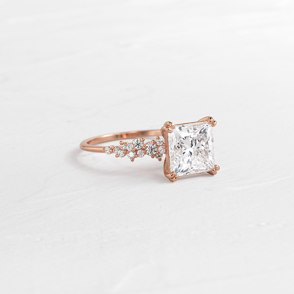 Cluster & Double Prong-Princess Lab Grown Diamond Engagement Ring - Solitaire-Oval Lab Grown Diamond Engagement Ring