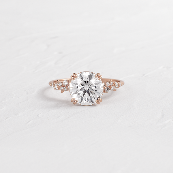 Cluster & Double Prong-Round Lab Grown Diamond Engagement Ring - Solitaire-Oval Lab Grown Diamond Engagement Ring