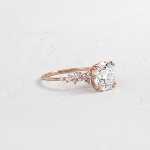 Cluster & Double Prong-Round Lab Grown Diamond Engagement Ring - Solitaire-Oval Lab Grown Diamond Engagement Ring