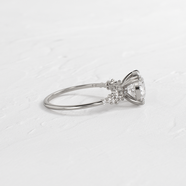 Cluster & Double Prong-Round Lab Grown Diamond Engagement Ring - Solitaire-Oval Lab Grown Diamond Engagement Ring
