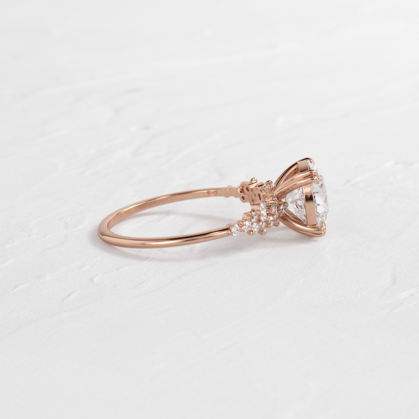 Cluster & Double Prong-Round Lab Grown Diamond Engagement Ring - Solitaire-Oval Lab Grown Diamond Engagement Ring