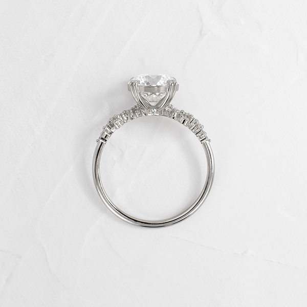 Cluster & Double Prong-Round Lab Grown Diamond Engagement Ring - Solitaire-Oval Lab Grown Diamond Engagement Ring