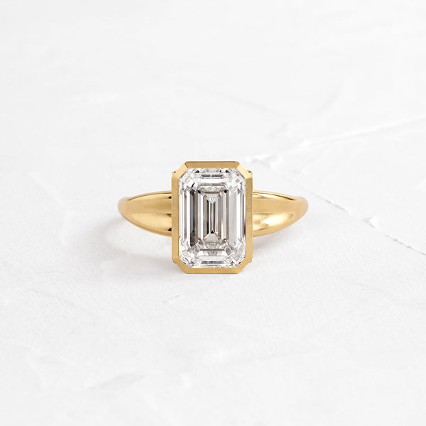 Bezel Tapered Shank with Hidden Stones-Emerald Lab Grown Diamond Engagement Ring - Solitaire-Oval Lab Grown Diamond Engagement Ring