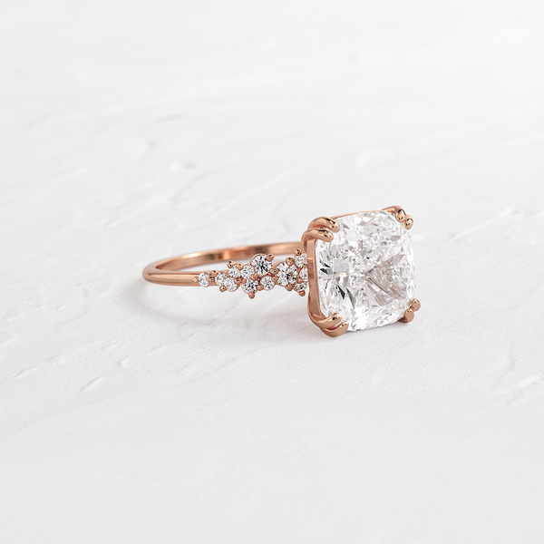 Cluster & Double Prong-Cushion Lab Grown Diamond Engagement Ring - Solitaire-Oval Lab Grown Diamond Engagement Ring