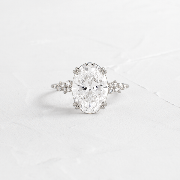 Cluster & Double Prong-Oval Lab Grown Diamond Engagement Ring - Solitaire-Oval Lab Grown Diamond Engagement Ring