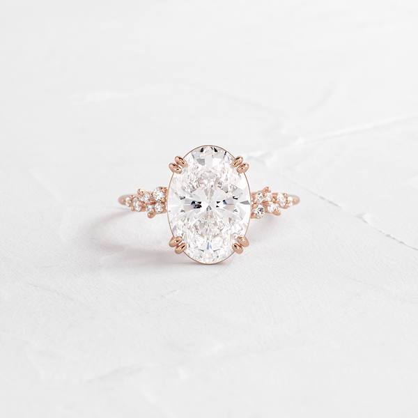 Cluster & Double Prong-Oval Lab Grown Diamond Engagement Ring - Solitaire-Oval Lab Grown Diamond Engagement Ring