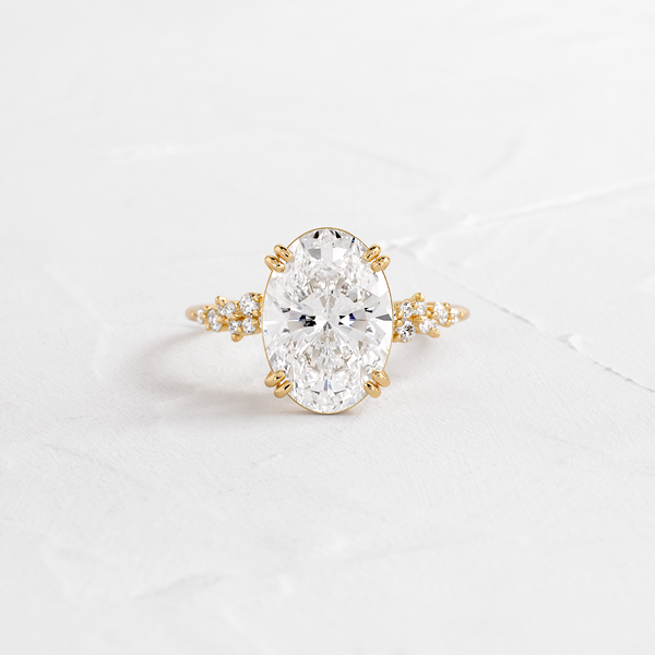 Cluster & Double Prong-Oval Lab Grown Diamond Engagement Ring - Solitaire-Oval Lab Grown Diamond Engagement Ring