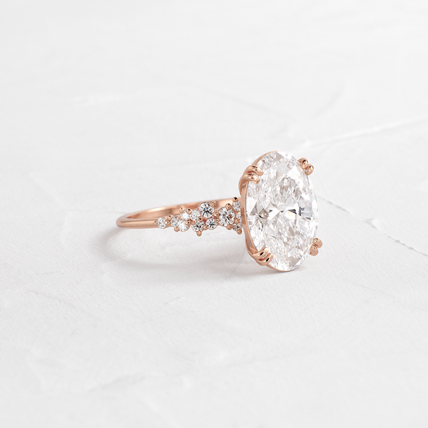 Cluster & Double Prong-Oval Lab Grown Diamond Engagement Ring - Solitaire-Oval Lab Grown Diamond Engagement Ring