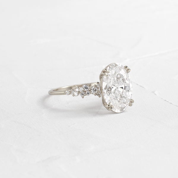 Cluster & Double Prong-Oval Lab Grown Diamond Engagement Ring - Solitaire-Oval Lab Grown Diamond Engagement Ring