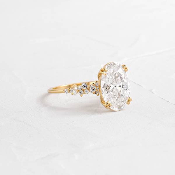 Cluster & Double Prong-Oval Lab Grown Diamond Engagement Ring - Solitaire-Oval Lab Grown Diamond Engagement Ring