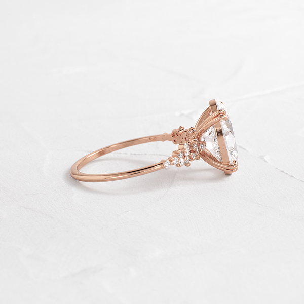 Cluster & Double Prong-Oval Lab Grown Diamond Engagement Ring - Solitaire-Oval Lab Grown Diamond Engagement Ring