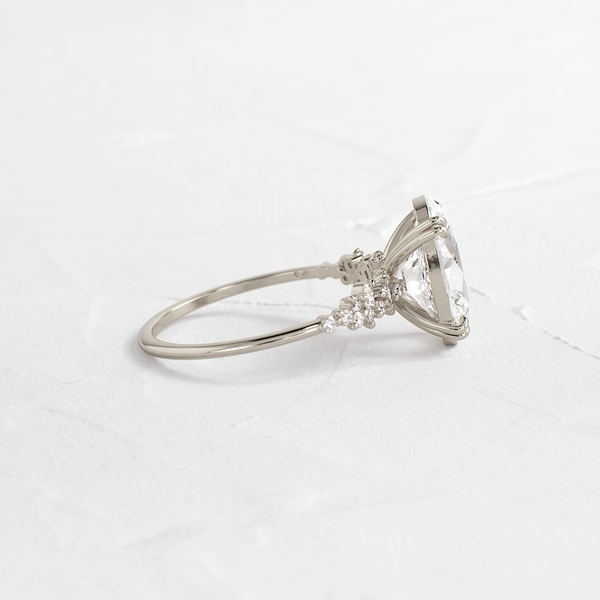Cluster & Double Prong-Oval Lab Grown Diamond Engagement Ring - Solitaire-Oval Lab Grown Diamond Engagement Ring
