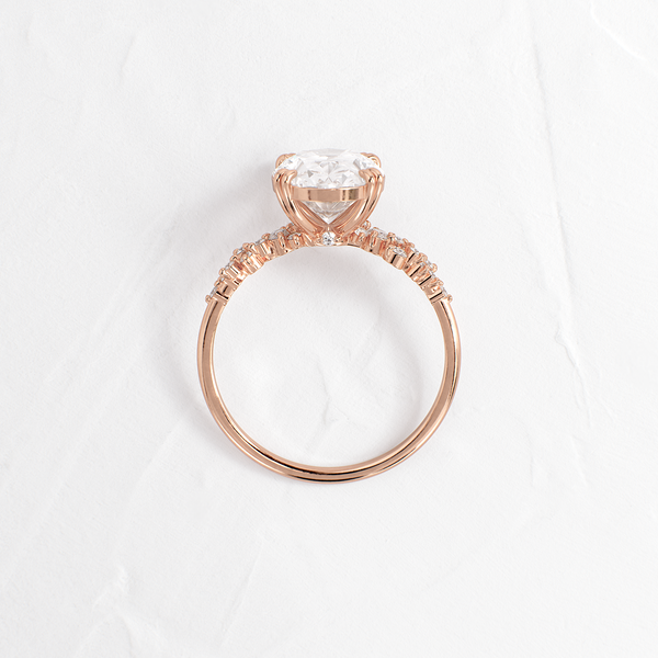 Cluster & Double Prong-Oval Lab Grown Diamond Engagement Ring - Solitaire-Oval Lab Grown Diamond Engagement Ring