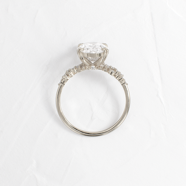 Cluster & Double Prong-Oval Lab Grown Diamond Engagement Ring - Solitaire-Oval Lab Grown Diamond Engagement Ring