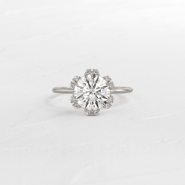 Flower Halo-Round Lab Grown Diamond Engagement Ring - Solitaire-Oval Lab Grown Diamond Engagement Ring