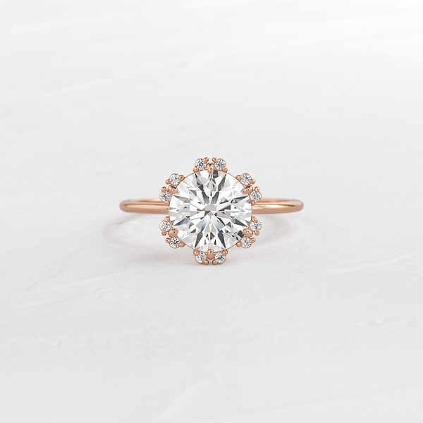 Flower Halo-Round Lab Grown Diamond Engagement Ring - Solitaire-Oval Lab Grown Diamond Engagement Ring