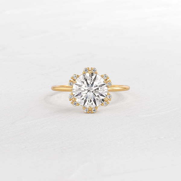 Flower Halo-Round Lab Grown Diamond Engagement Ring - Solitaire-Oval Lab Grown Diamond Engagement Ring