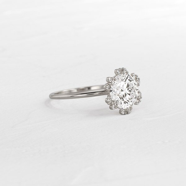 Flower Halo-Round Lab Grown Diamond Engagement Ring - Solitaire-Oval Lab Grown Diamond Engagement Ring