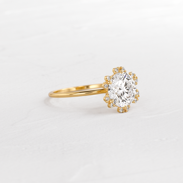 Flower Halo-Round Lab Grown Diamond Engagement Ring - Solitaire-Oval Lab Grown Diamond Engagement Ring
