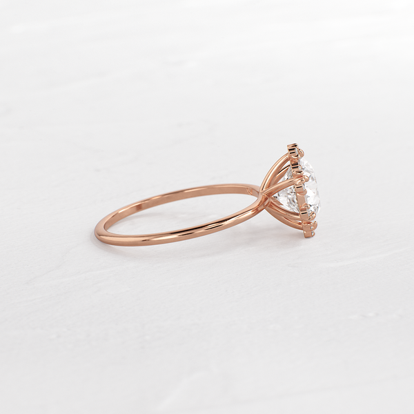 Flower Halo-Round Lab Grown Diamond Engagement Ring - Solitaire-Oval Lab Grown Diamond Engagement Ring