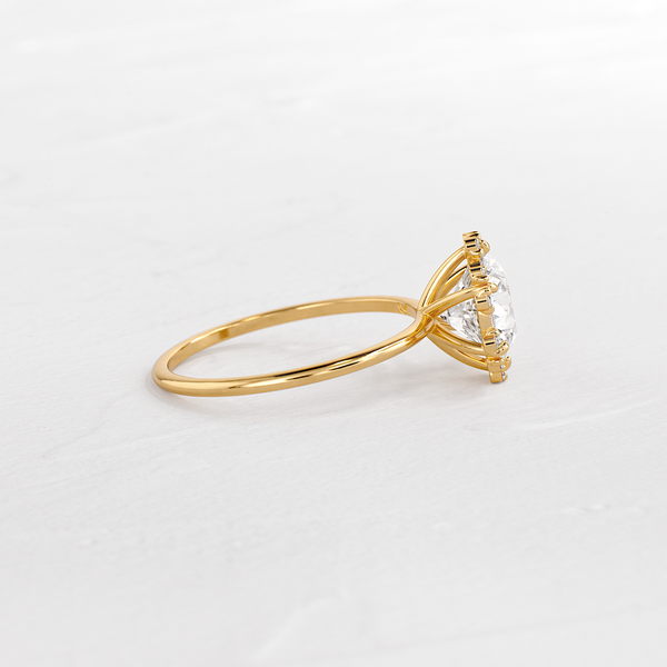 Flower Halo-Round Lab Grown Diamond Engagement Ring - Solitaire-Oval Lab Grown Diamond Engagement Ring