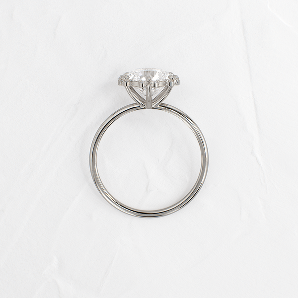 Flower Halo-Round Lab Grown Diamond Engagement Ring - Solitaire-Oval Lab Grown Diamond Engagement Ring