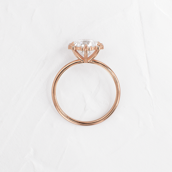 Flower Halo-Round Lab Grown Diamond Engagement Ring - Solitaire-Oval Lab Grown Diamond Engagement Ring