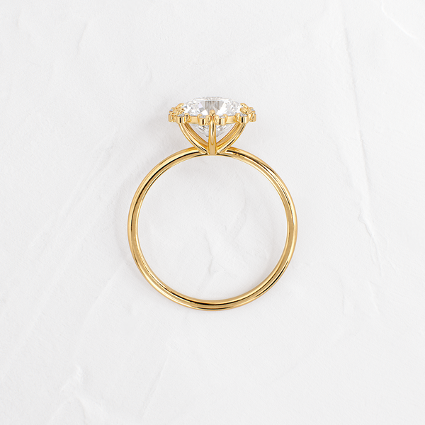 Flower Halo-Round Lab Grown Diamond Engagement Ring - Solitaire-Oval Lab Grown Diamond Engagement Ring