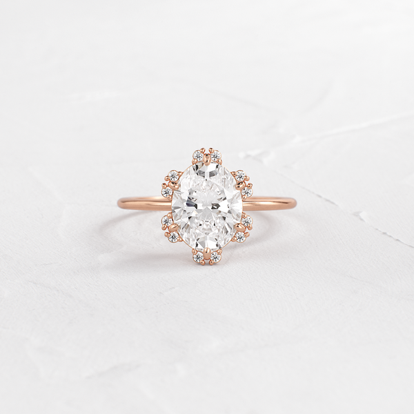 Flower Halo-Oval Lab Grown Diamond Engagement Ring - Solitaire-Oval Lab Grown Diamond Engagement Ring