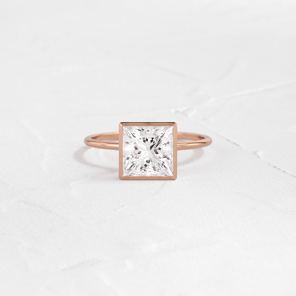 Solitaire Bezel with Hidden Stones-Princess Lab Grown Diamond Engagement Ring - Solitaire-Oval Lab Grown Diamond Engagement Ring
