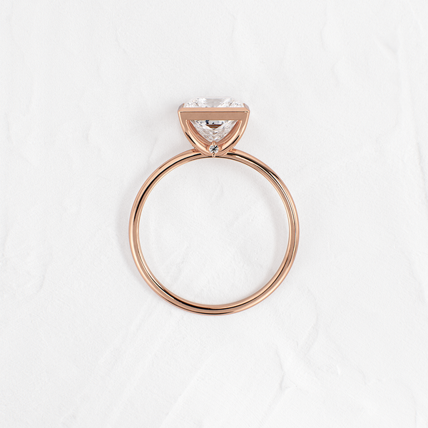 Solitaire Bezel with Hidden Stones-Princess Lab Grown Diamond Engagement Ring - Solitaire-Oval Lab Grown Diamond Engagement Ring